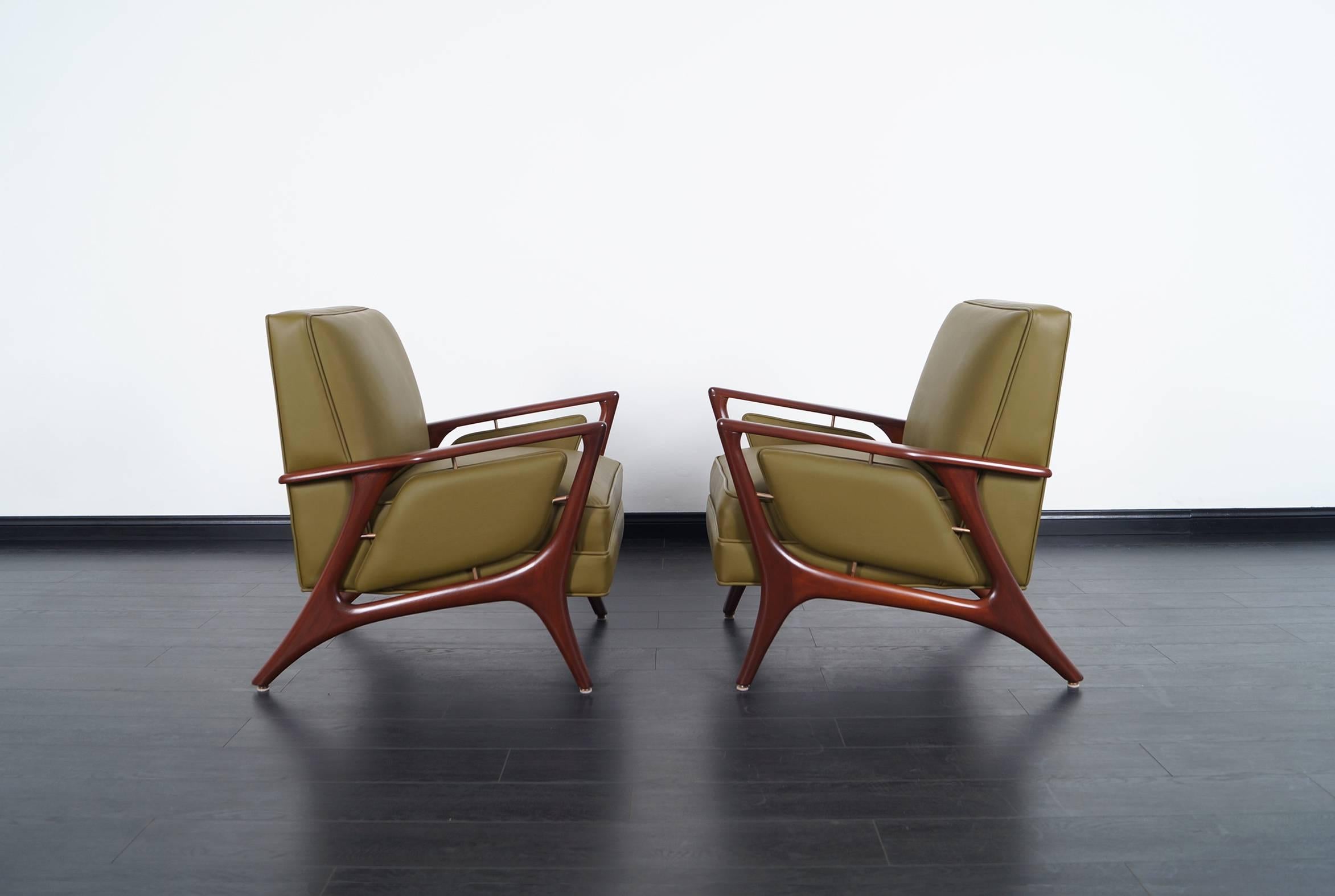 Mexican Mid-Century Leather Lounge Chairs by Eugenio Escudero