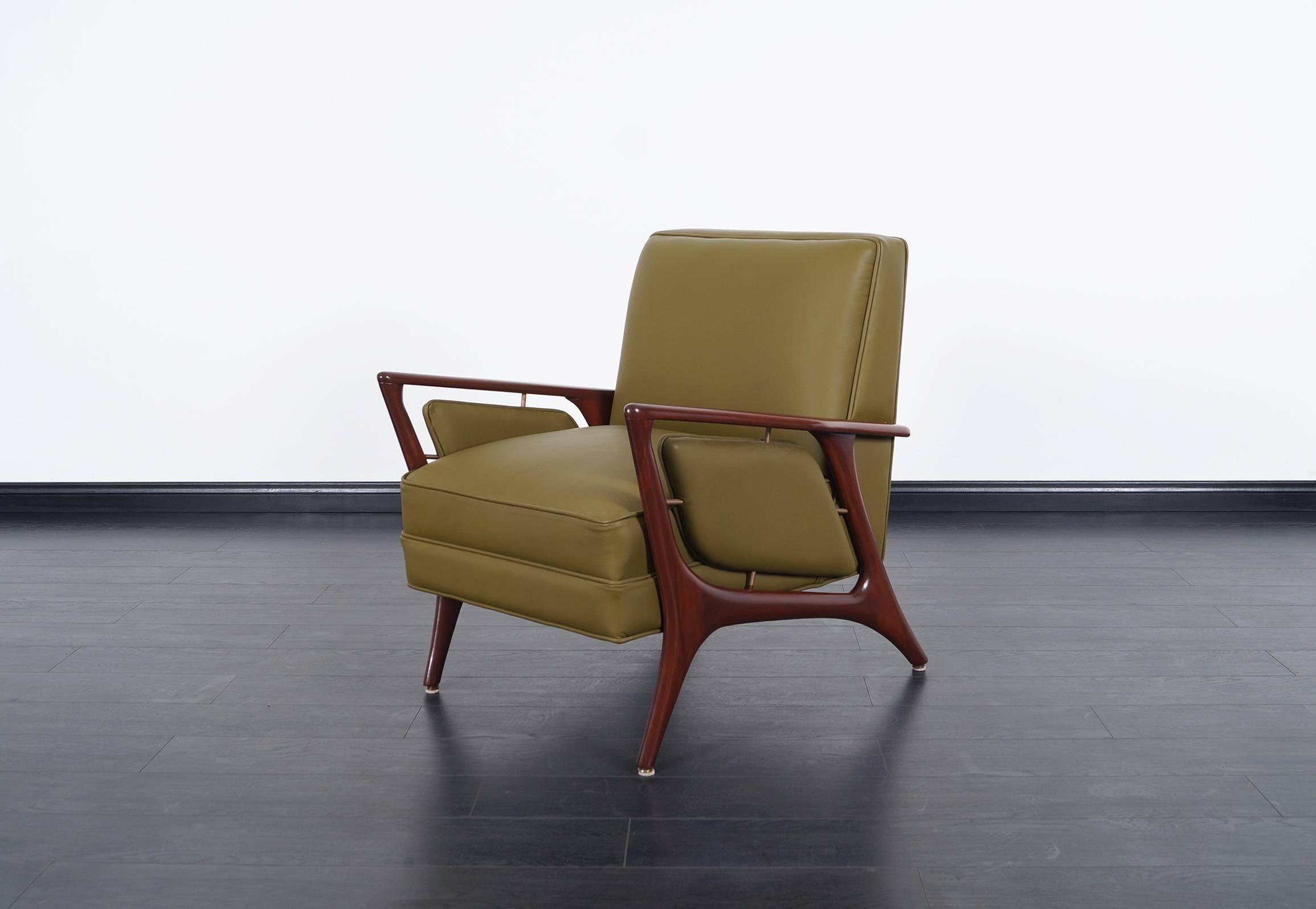 Mid-Century Leather Lounge Chairs by Eugenio Escudero In Excellent Condition In North Hollywood, CA