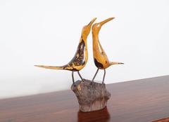 Vintage Hand-Carved Burl Seagull Sculpture