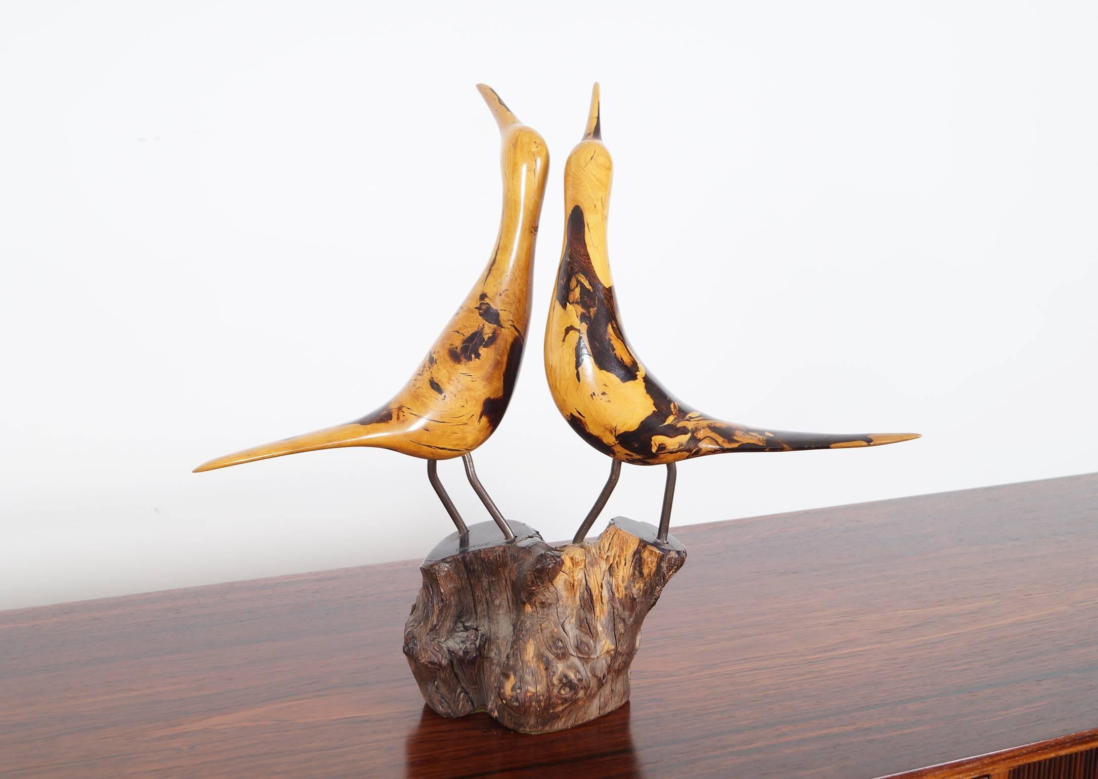 American Vintage Hand-Carved Burl Seagull Sculpture