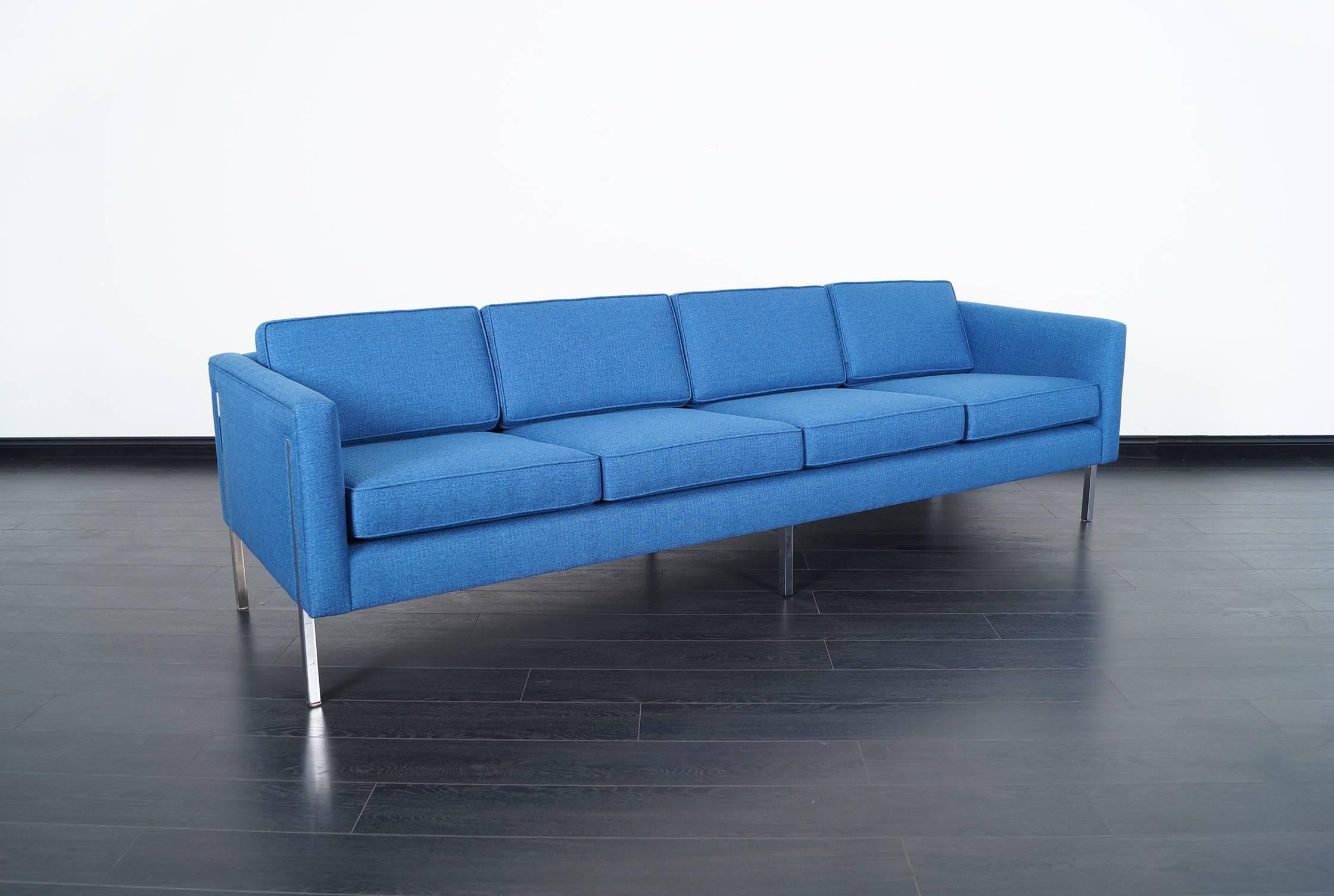 American Mid-Century Modern Chrome Sofa in the Manner of Harvey Probber