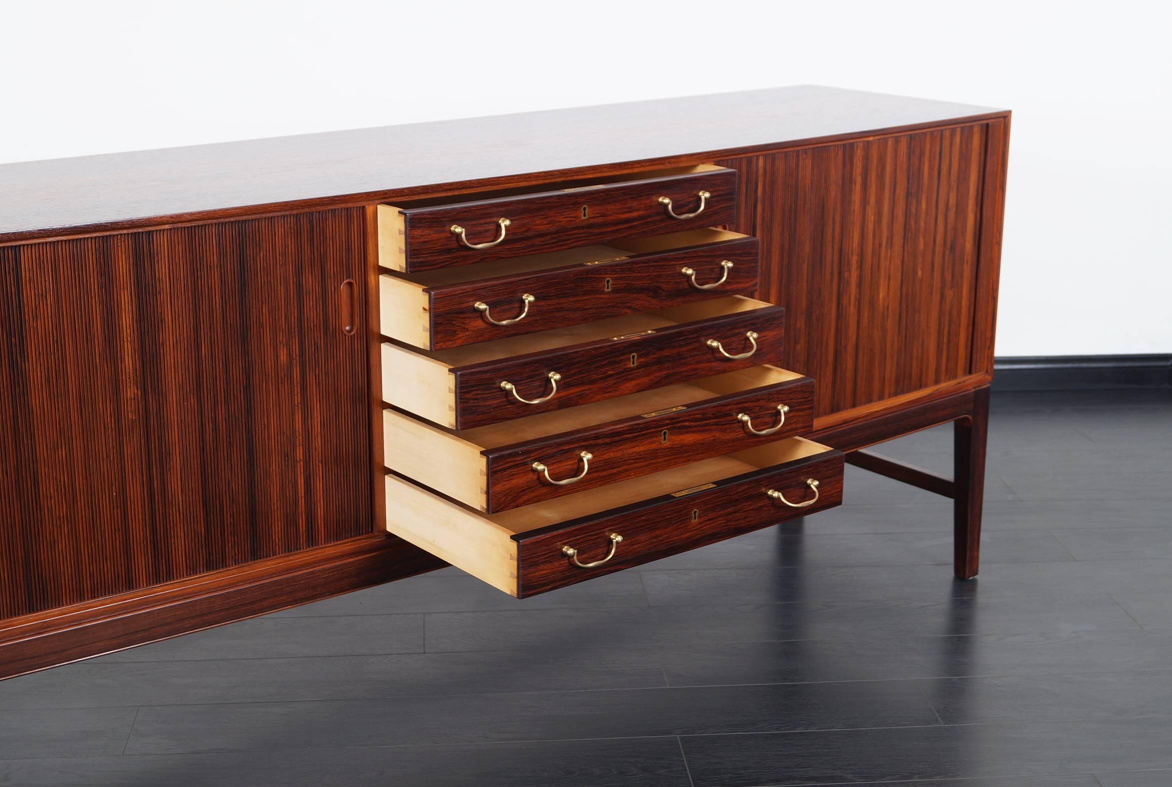 Danish Modern Rosewood Tambour Door Credenza by Ole Wanscher In Excellent Condition In North Hollywood, CA