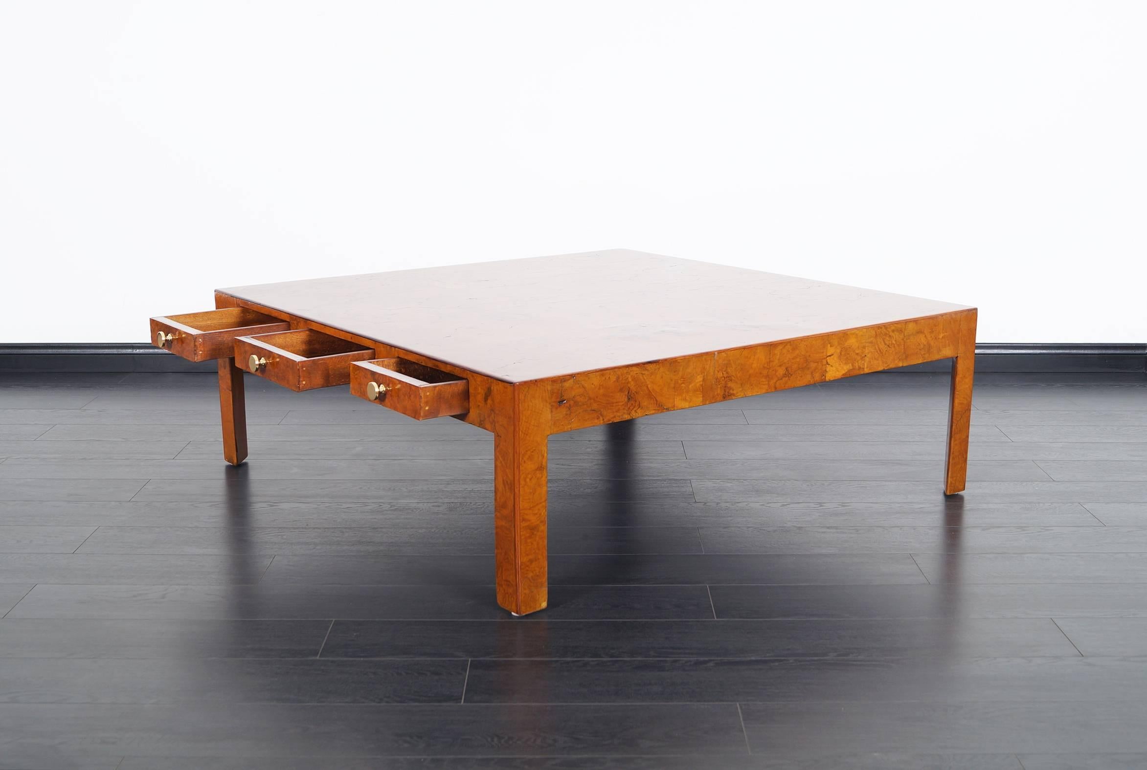 Vintage Italian Burl Wood Coffee Table by Cannell & Chaffin In Excellent Condition In North Hollywood, CA