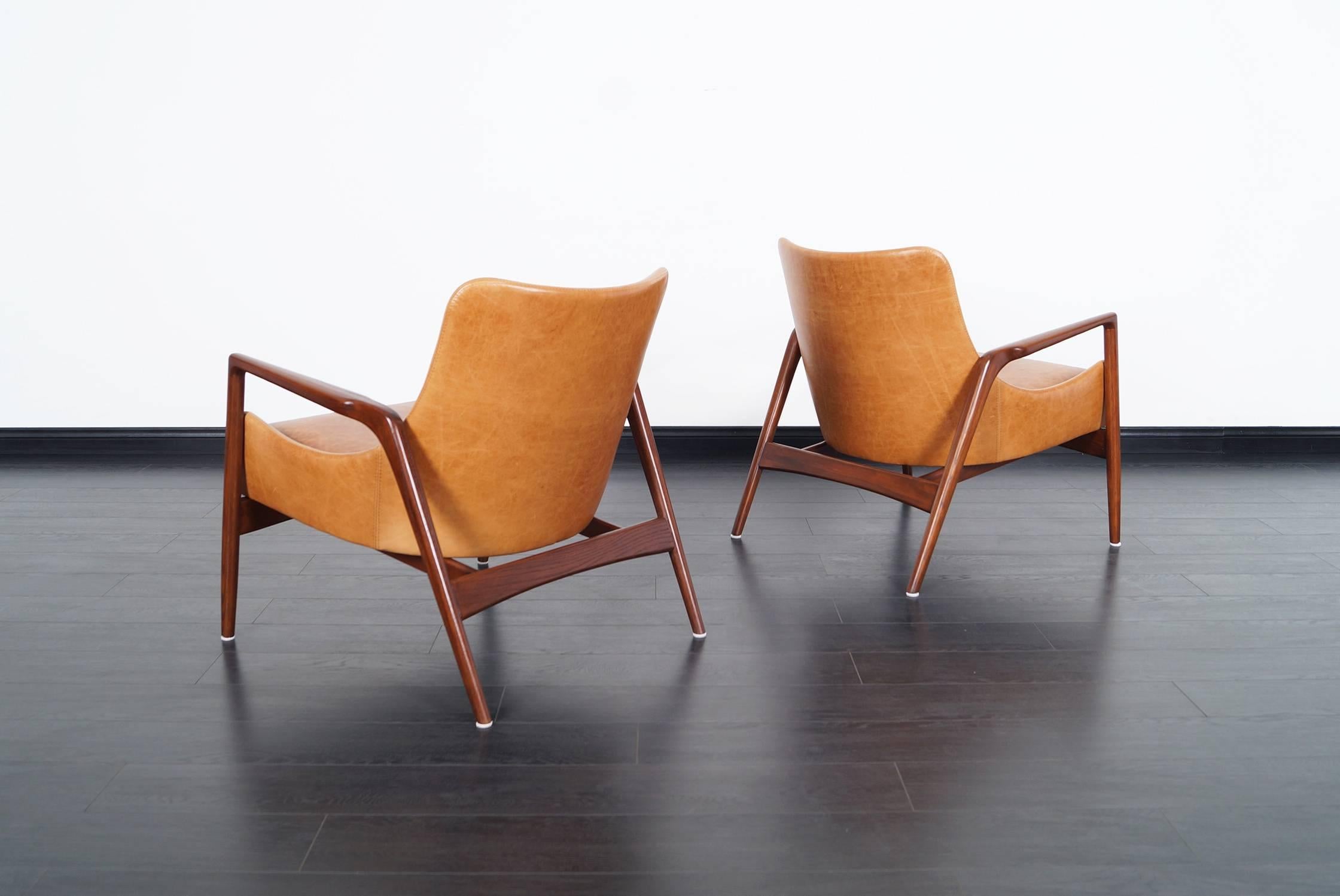 Mid-20th Century Danish Modern Leather Lounge Chairs by Ib Kofod Larsen