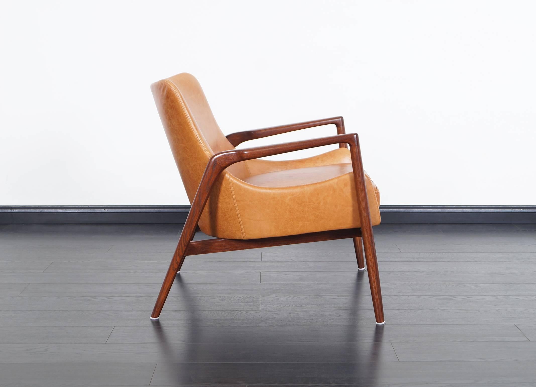Danish Modern Leather Lounge Chairs by Ib Kofod Larsen 2