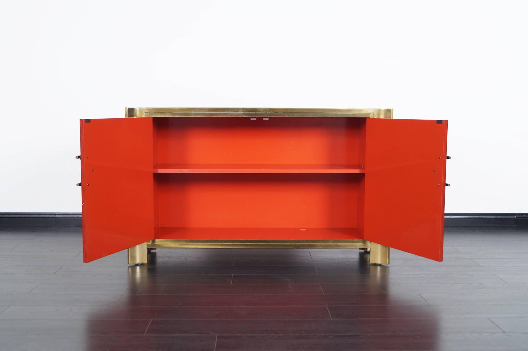 Mid-Century Modern Exceptional Red Lacquered Credenza by Mastercraft