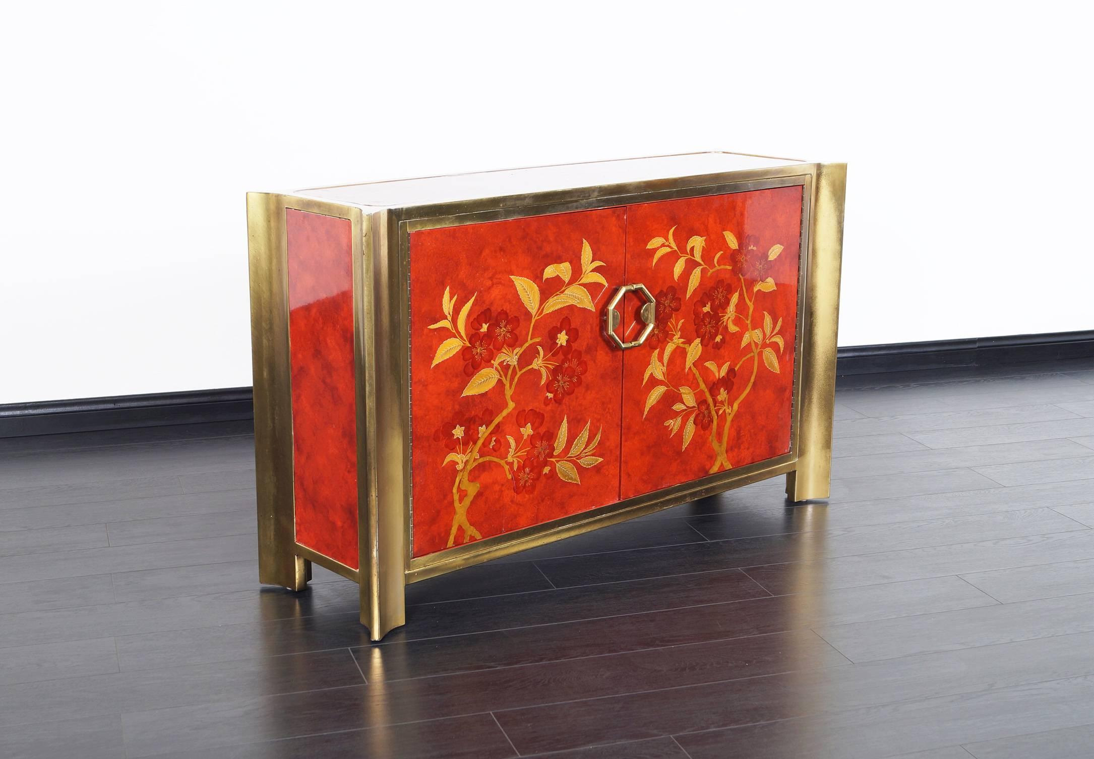 Late 20th Century Exceptional Red Lacquered Credenza by Mastercraft