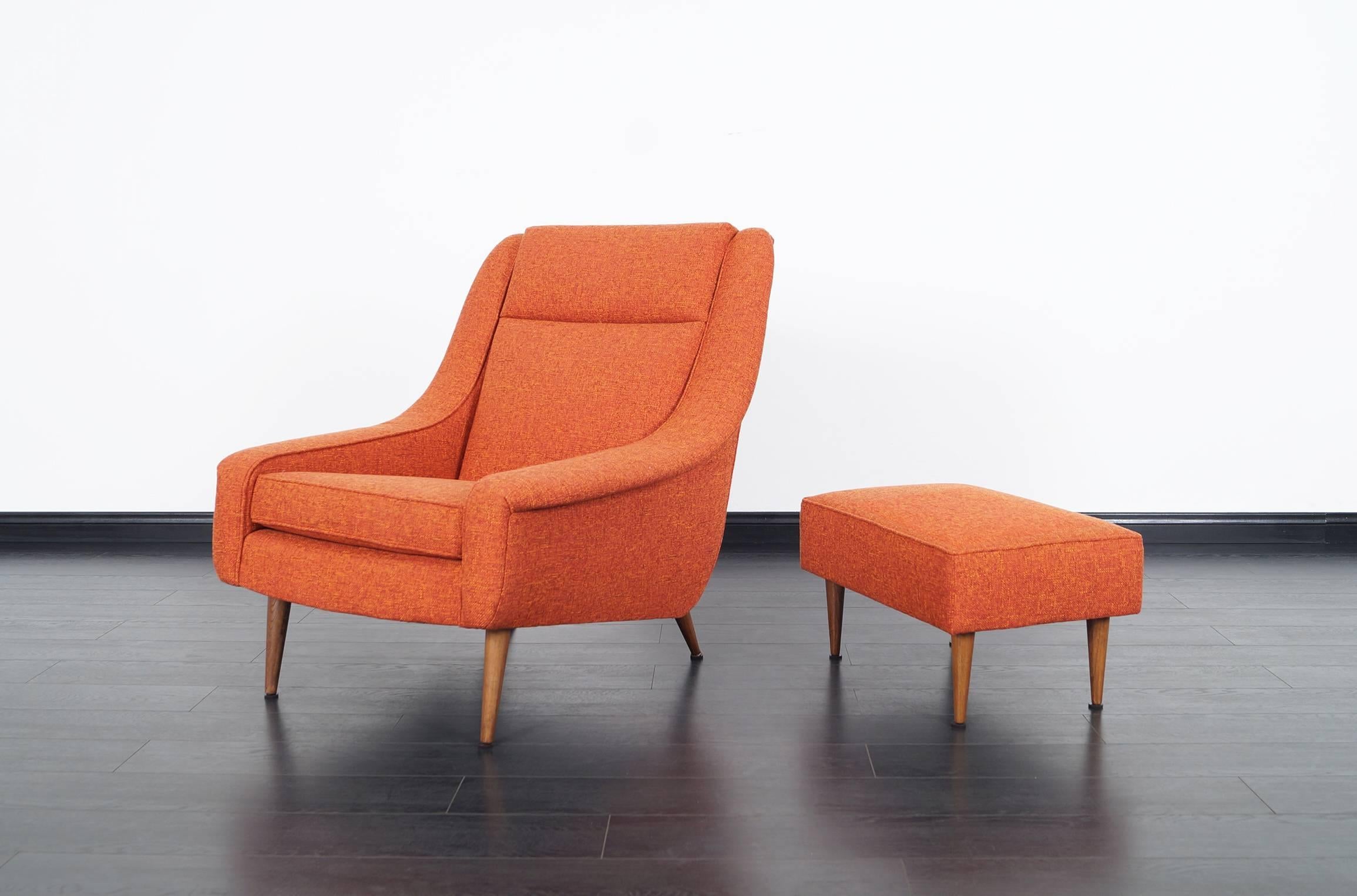 Mid-Century Modern Mid-Century Lounge Chair and Ottoman