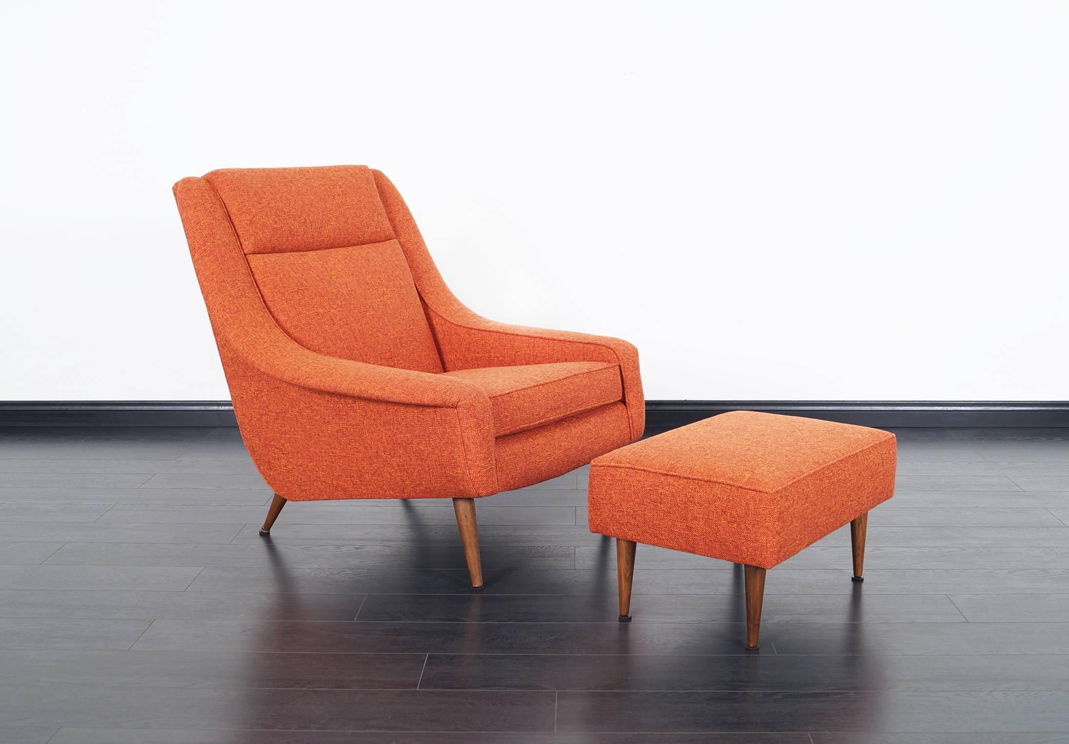 American Mid-Century Lounge Chair and Ottoman