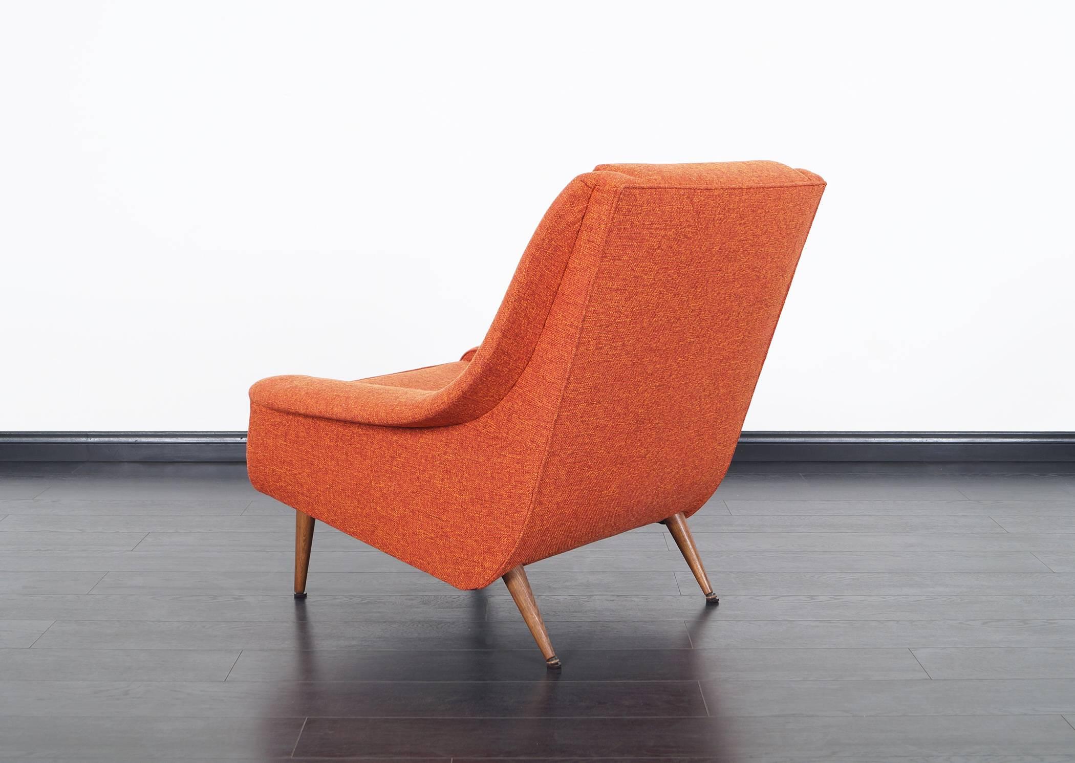 Fabric Mid-Century Lounge Chair and Ottoman
