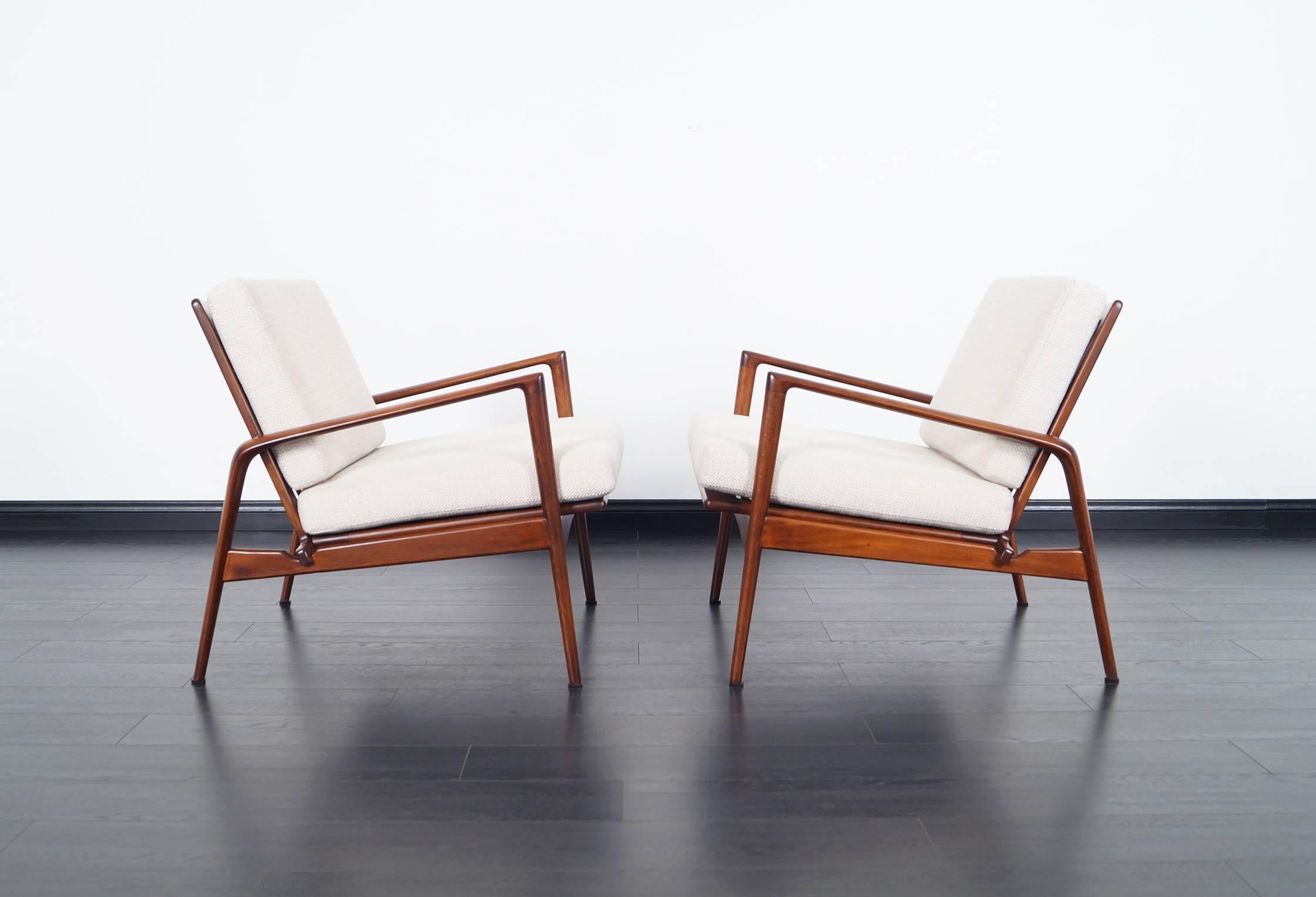 Danish Modern Lounge Chairs by Ib Kofod Larsen In Excellent Condition In North Hollywood, CA
