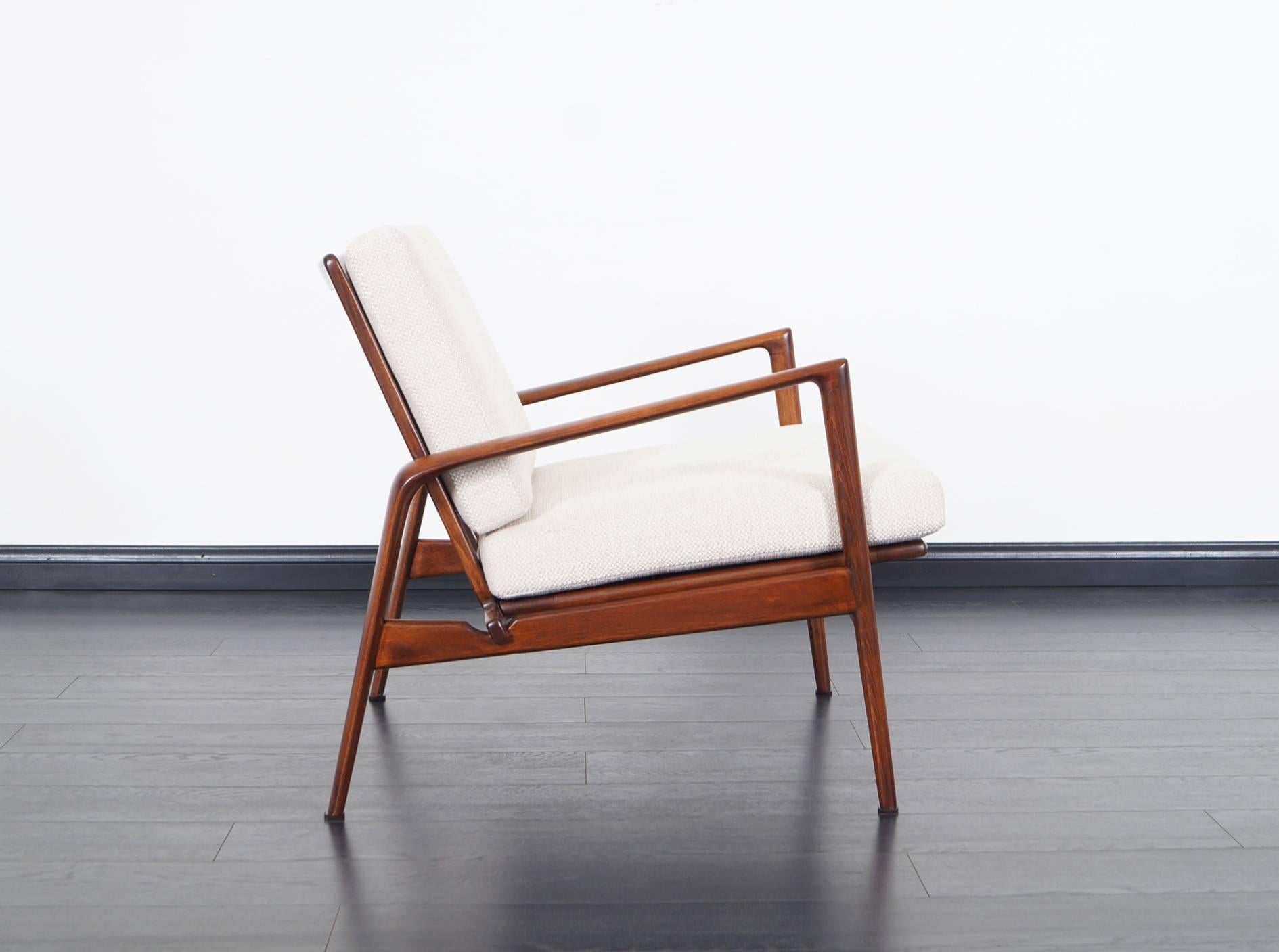 Fabric Danish Modern Lounge Chairs by Ib Kofod Larsen
