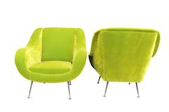 Pair of Mid-Century Modern Italian Velvet Armchairs