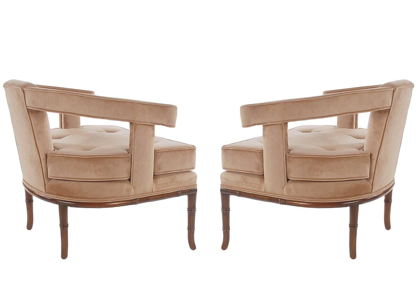 Mid-Century Modern Pair of Mid-Century Velvet Lounge Chairs after Harvey Probber or James Mont