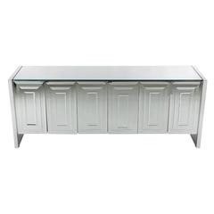 Mirrored Art Deco Credenza / Cabinet by Ello after Pierre Cardin or Paul Evans