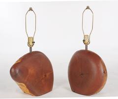 Pair of Mid-Century Organic Modern Danish Walnut Studio Table Lamps