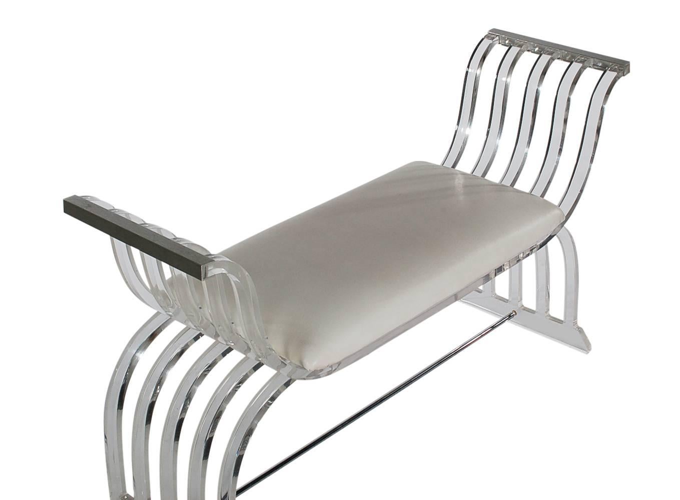 American Art Deco Curved Lucite Settee or Bench after Charles Hollis Jones