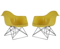 Mid-Century Modern Eames for Herman Miller Fiberglass Lounge Chairs in Yellow