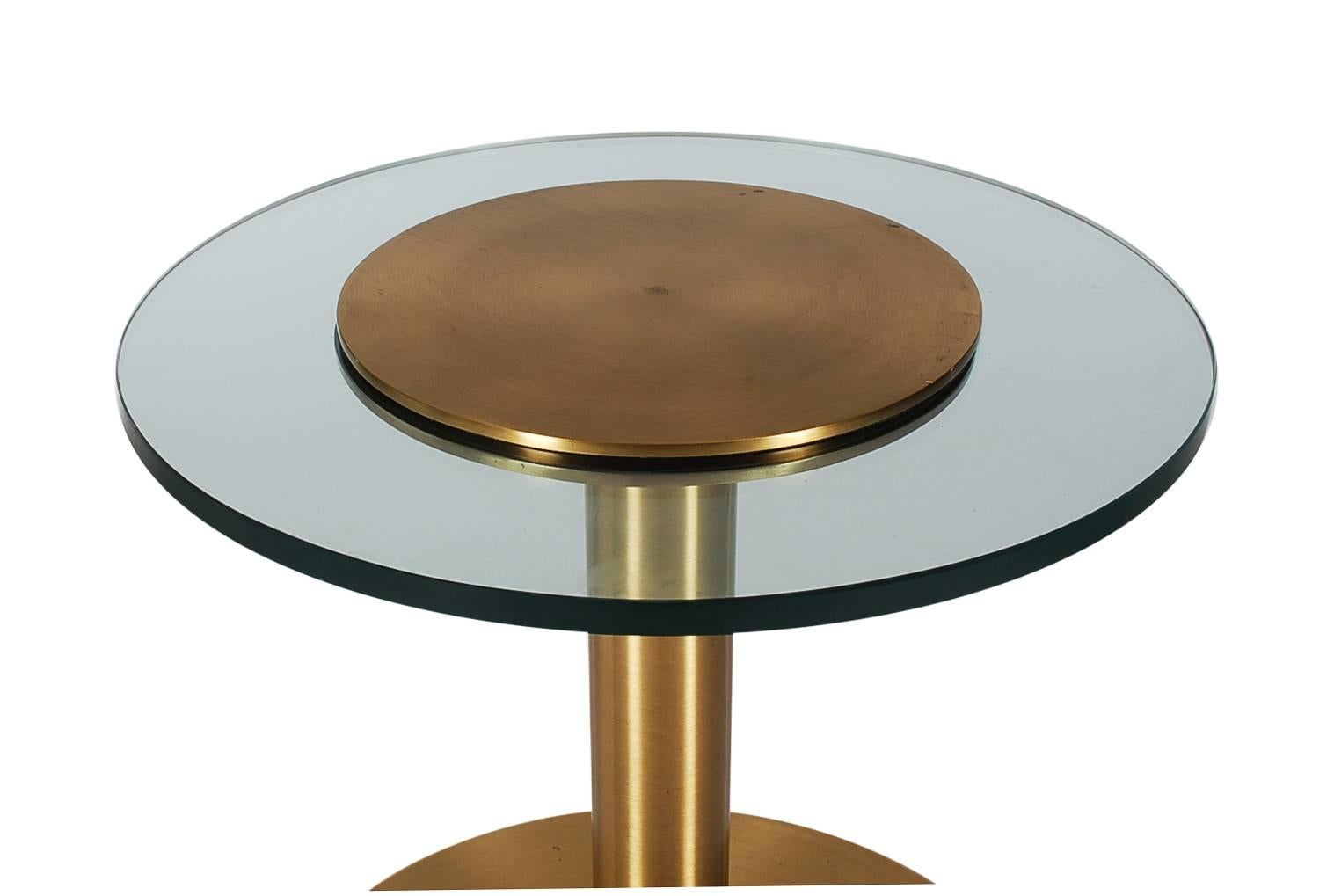 Canadian Mid-Century Modern Brass and Glass Side Table after Karl Springer