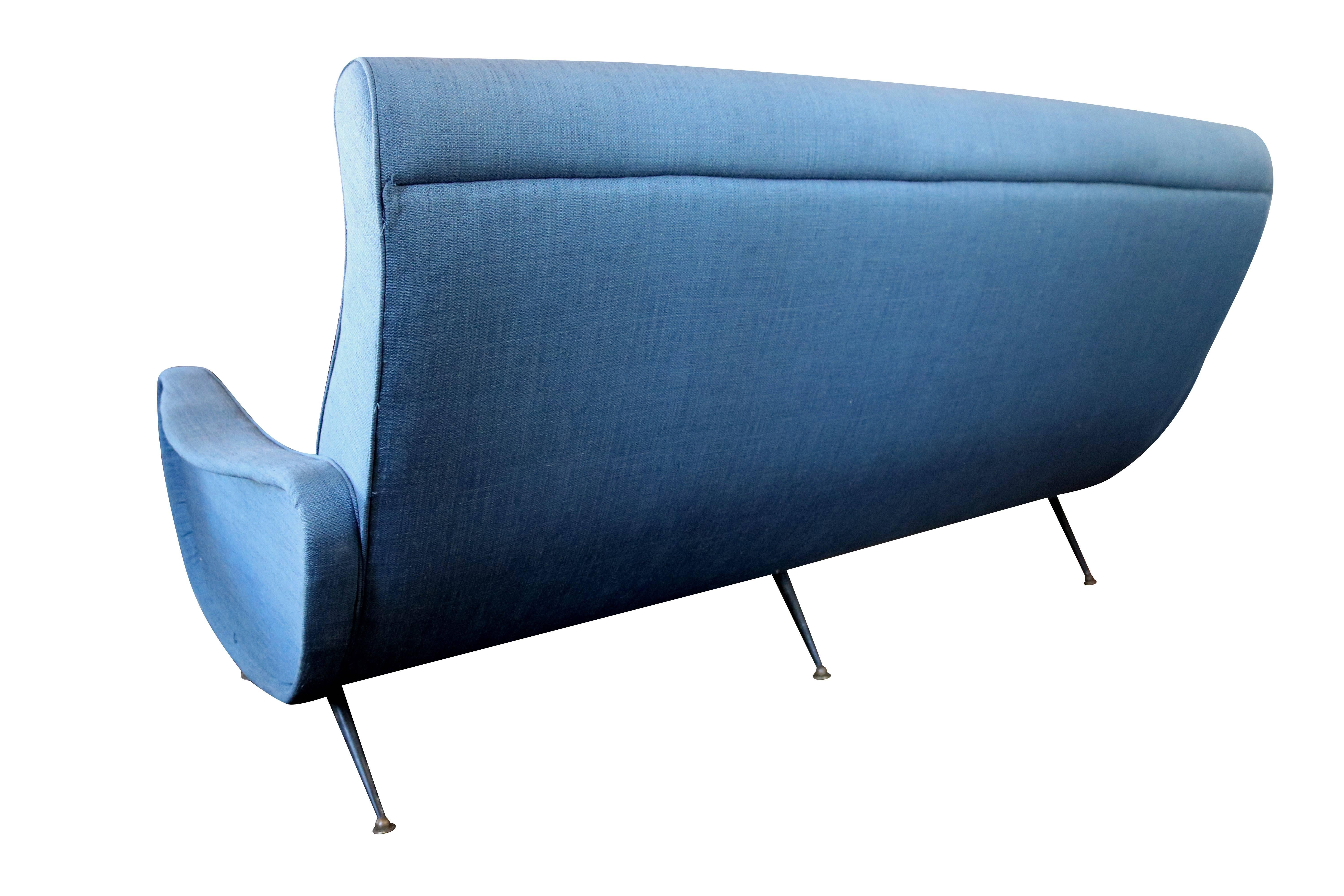 Blue Mid-Century Modern Italian Lady Sofa by Marco Zanuso In Good Condition In Philadelphia, PA