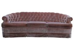 Retro 1960s Tufted Pink Velvet Chesterfield Sofa