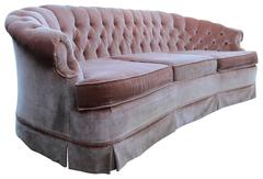 1960s Tufted Pink Velvet Chesterfield Sofa
