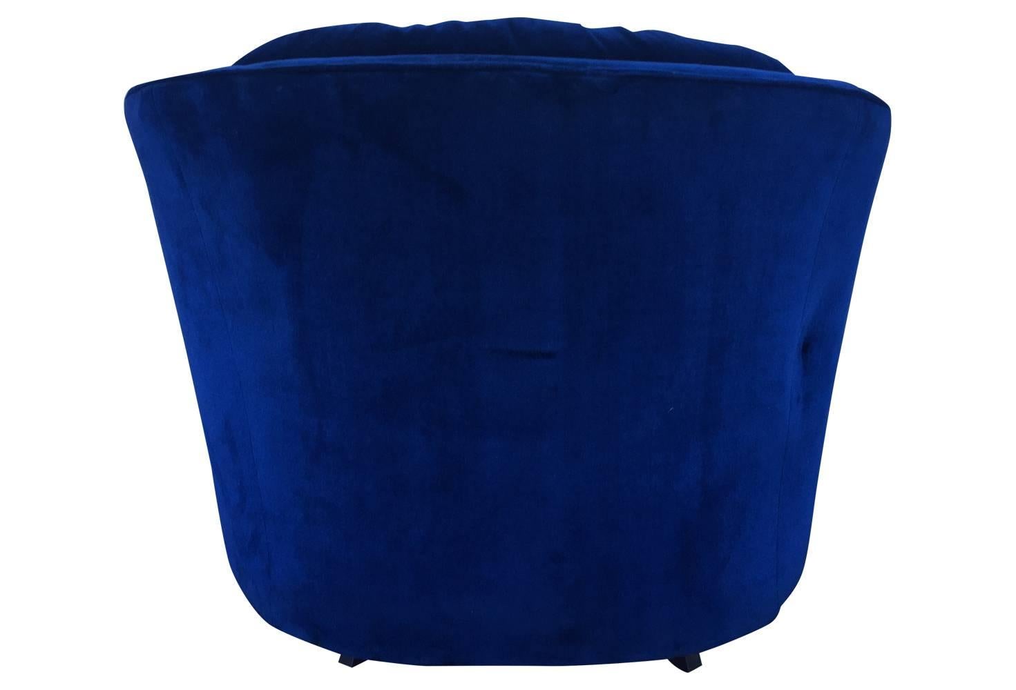 blue velvet swivel chair