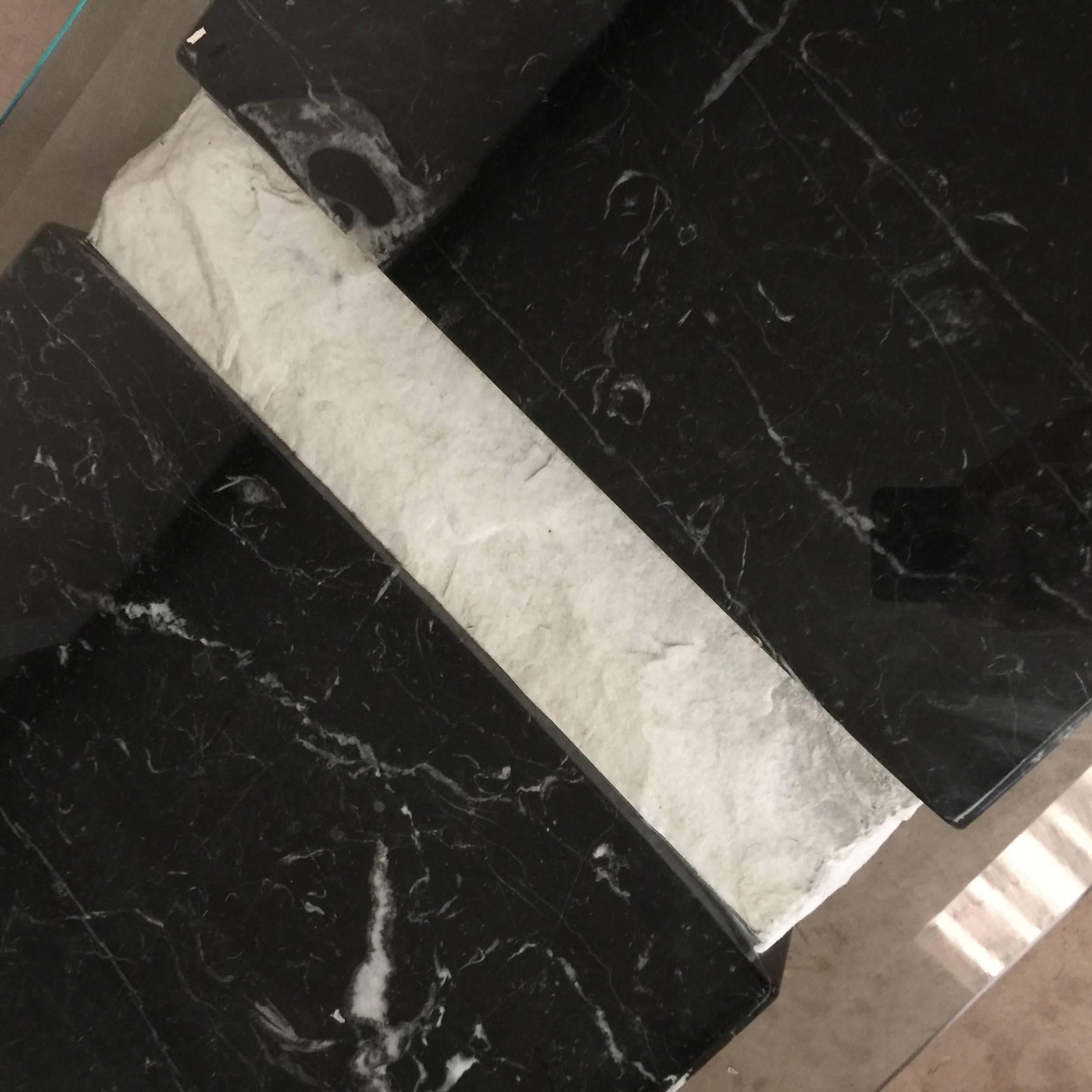 Sirmos Style Black and White Marble Console Table In Excellent Condition In Philadelphia, PA