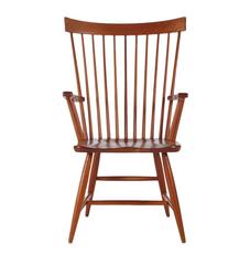 Set of Six Mid-Century Modern Windsor Tall Spindle Back Dining Chairs in Cherry