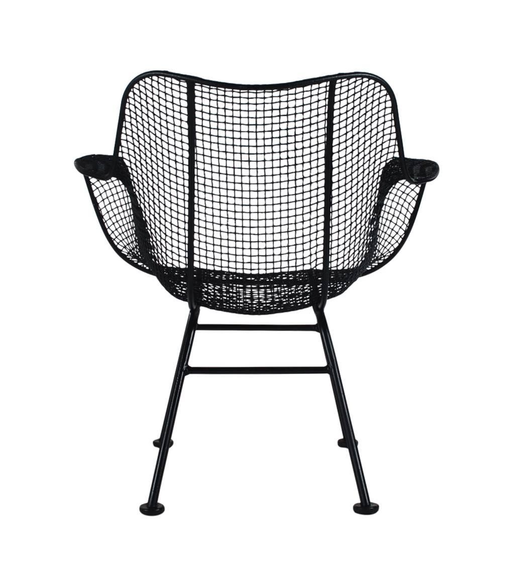 American Mid-Century Modern Pair of Sculptural Patio Wire Lounge Chairs, Russell Woodard
