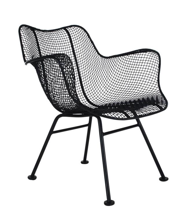 MidCentury Modern Pair of Sculptural Patio Wire Lounge Chairs, Russell
