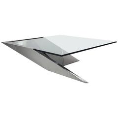  J. Wade Beam Cantilevered Stainless Steel Coffee Table by Brueton Mid Century