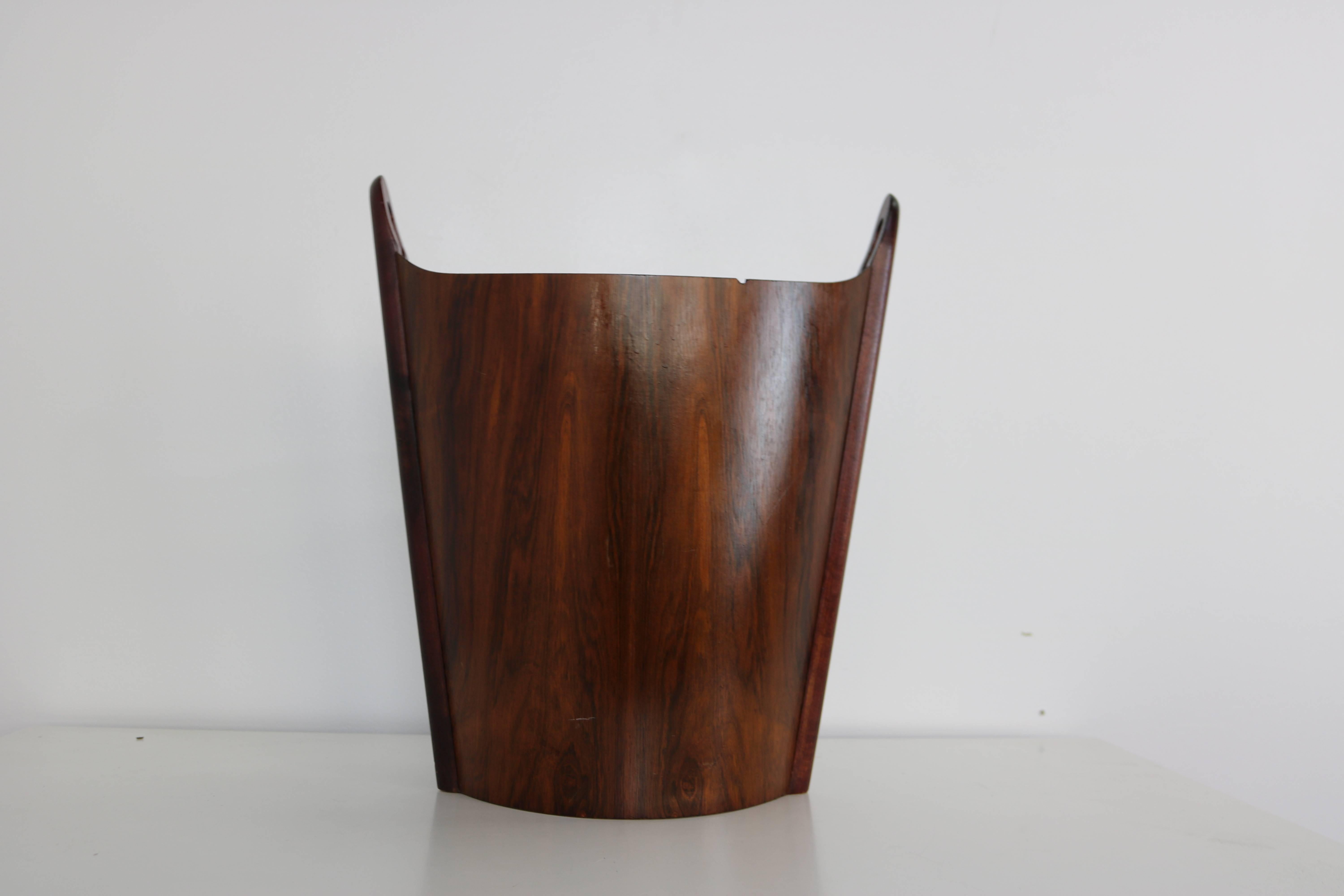 Lovely sculptural wastepaper basket made in Norway. Maker's mark inside. One small chip to rim. Presents wonderfully.