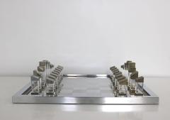 Mid-Century Italian Romeo Rega Chrome, Brass and Lucite Chess Set