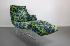 Vladimir Kagan Erica Lounge Chair Chaise with Lucite Base and Original Fabric