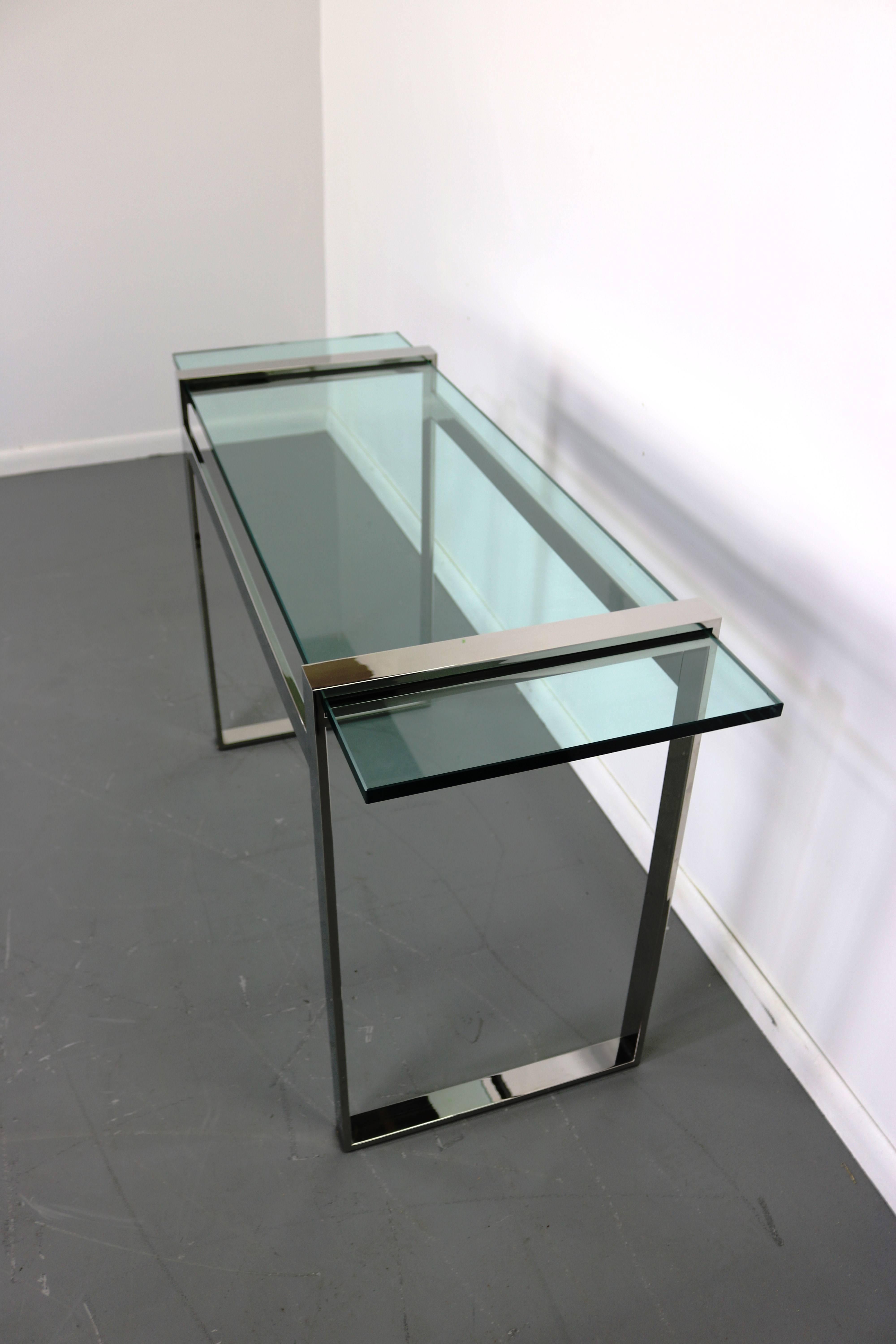 Mid-Century Modern Cy Mann Chrome and Glass Console Table