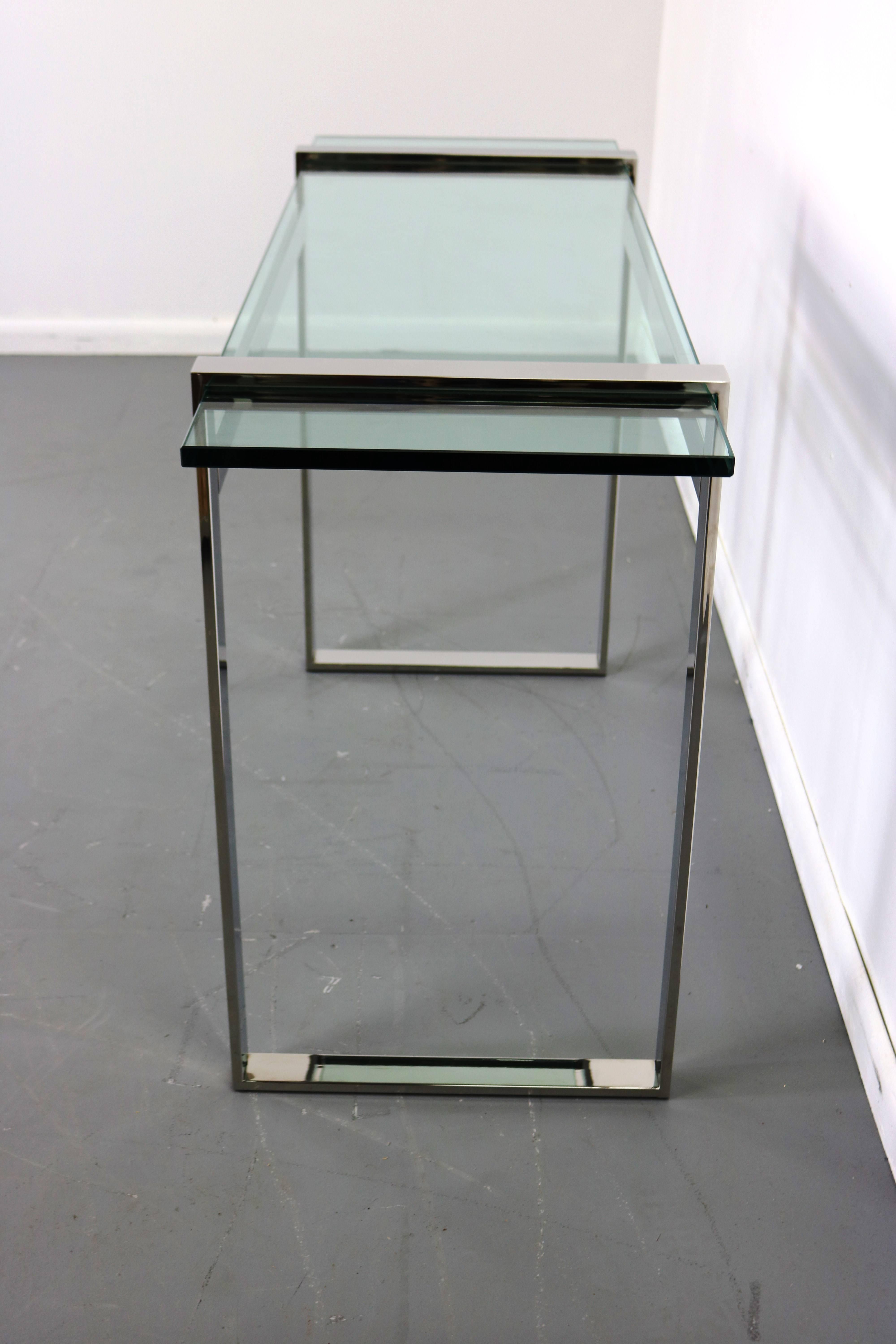Cy Mann Chrome and Glass Console Table In Excellent Condition In Philadelphia, PA