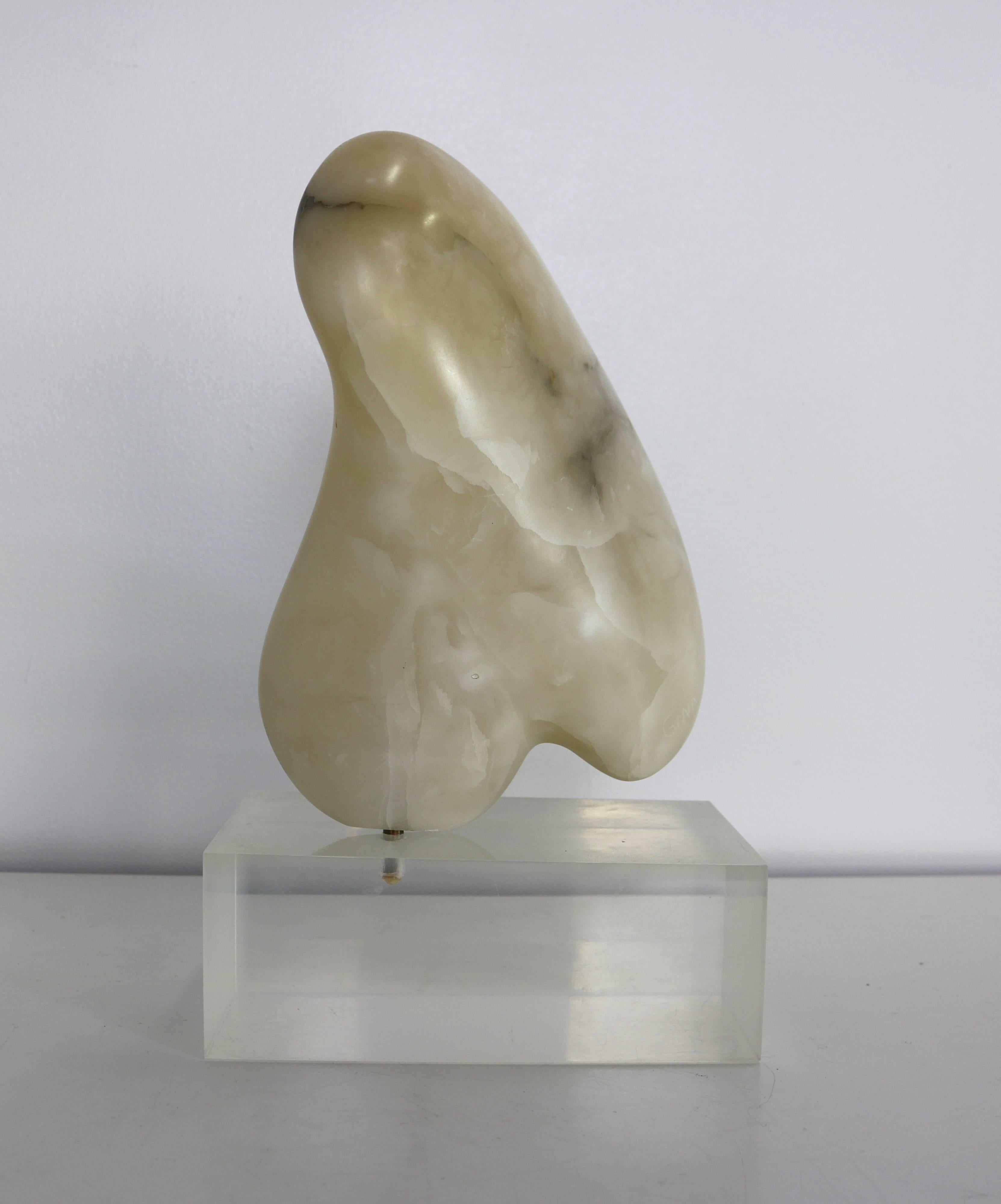 Modern Biomorphic Marble Sculpture on Lucite Base by Gina Schimmel