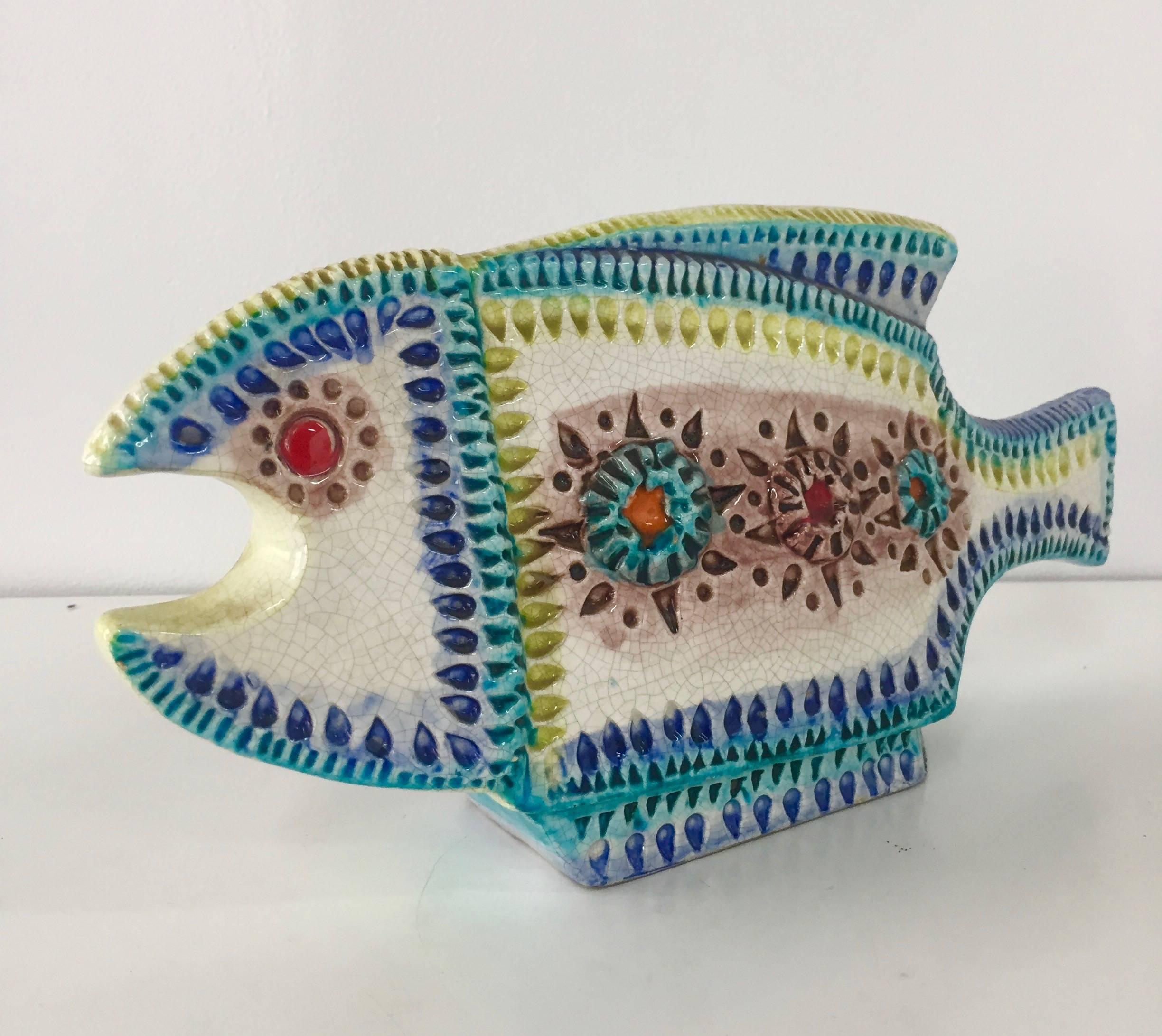 Colorful ceramic fish by Aldo Londi for Bitossi.