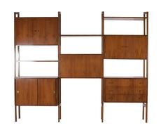 Mid-Century Danish Modern Shelving Wall Unit/Desk in Walnut after Poul Cadoviu