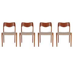 Set of Four Danish Mid-Century Modern Teak Dining Chairs by Niels O. Møller