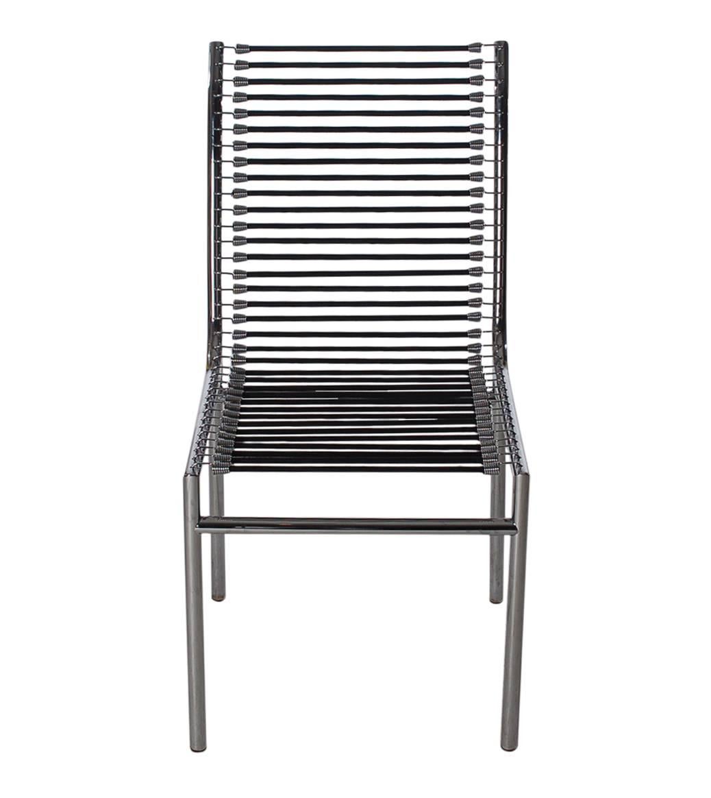 Italiano Sedie Bauhaus moderne di metà secolo in corda nera e cromata di René Herbst in vendita
