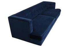 Mid-Century Modern Edward Wormley for Dunbar Tuxedo Sofa in Navy Blue Velvet