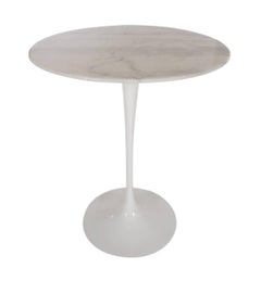Mid-Century Modern Knoll Eero Saarinen White Tulip Carrara Marble Side Table