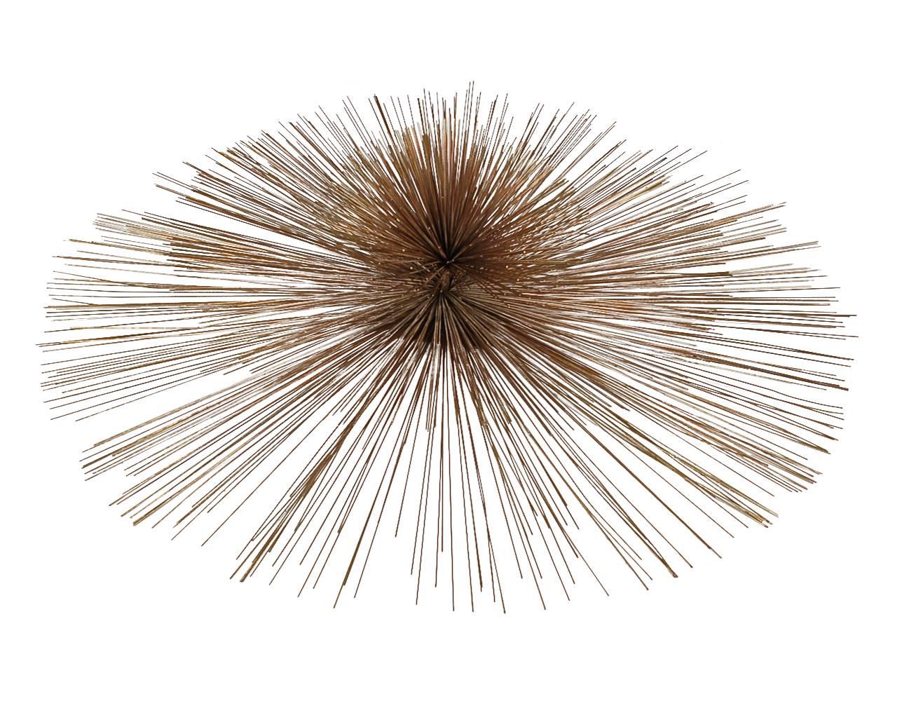 Large Mid-Century Modern Curtis Jere Brutalist Brass Pom Pom Wall Sculpture In Good Condition In Philadelphia, PA