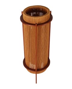Mid-Century Modern Walnut & Rope Table Lamp After Nakashima, Danish Style
