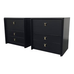 Paul Frankl Pair of Nightstands with "X" Pulls for Johnson Furniture Co.