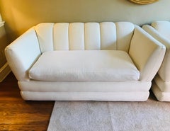 Postmodern White Love Seats in the mode of Milo Baughman for Directional