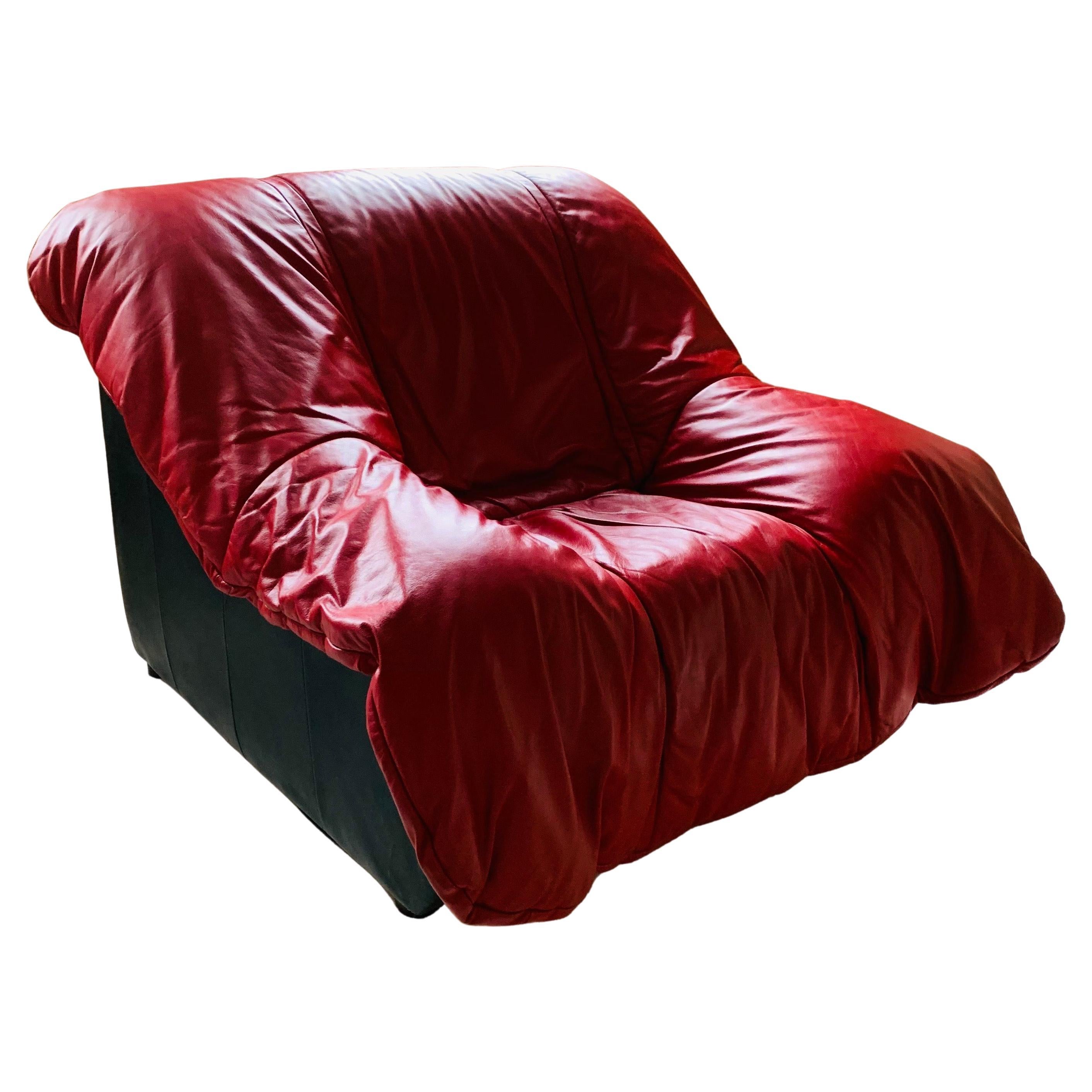Post-Modern "Flou-Flou" Chair in Red Leather, Ligne Roset, 1992
