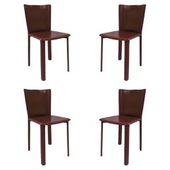 Frag Italy Set of Four '4' Stitched Leather Side Chairs Style of Mario Bellini